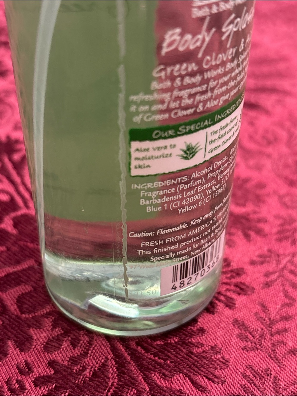 Bath & Body Works Green Clover & Aloe Body Splash - Light Green Bottle - Picture 5 of 6